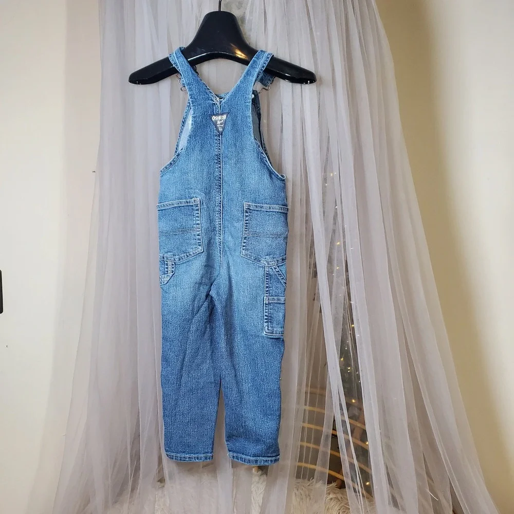 Vintage Oshkosh B'Gosh Kids Western Overalls Blue Denim Size 4T Unisex Retro